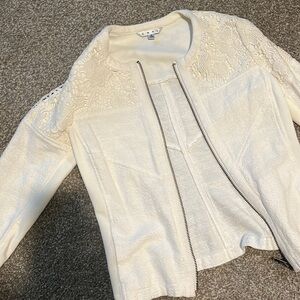 Cabi white mixed media jacket